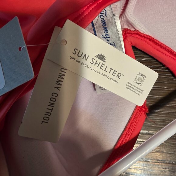 Tommy Bahama PEARL SOLIDS V-WIRE SHIRRED BANDEAU ONE-PIECE SWIMSUIT NWT Coral - Picture 9 of 10